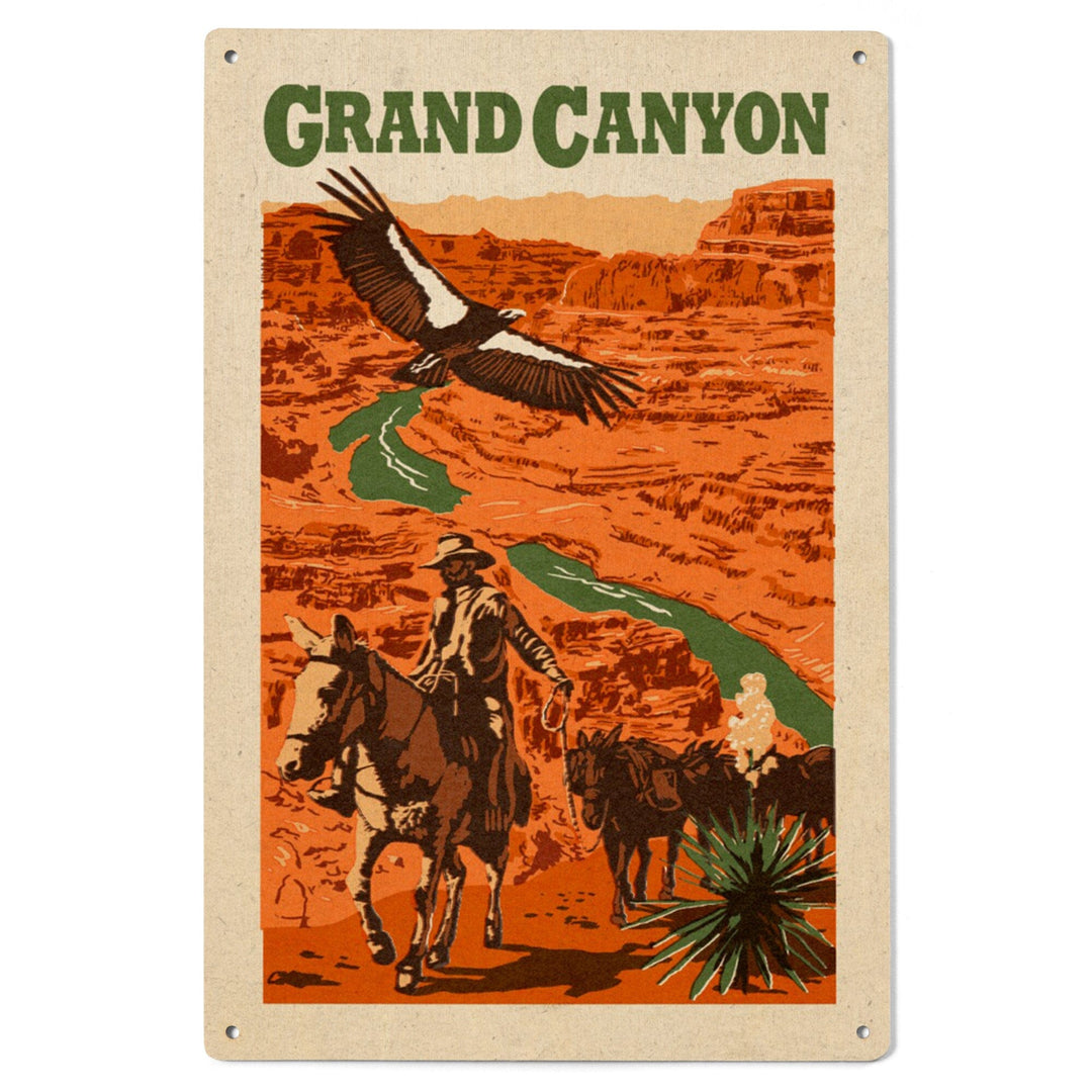 Grand Canyon National Park, Arizona, Woodblock, Lantern Press Artwork, Wood Signs and Postcards Wood Lantern Press 