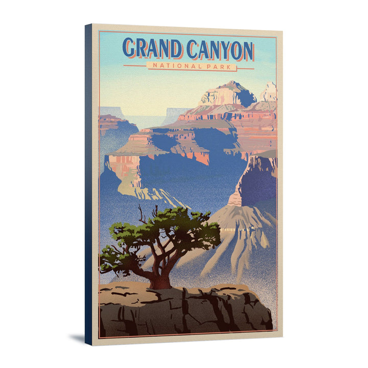 Grand Canyon National Park, Lithograph, Lantern Press Artwork, Stretched Canvas Canvas Lantern Press 12x18 Stretched Canvas 