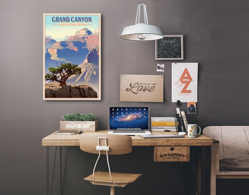 Grand Canyon National Park, Lithograph, Lantern Press Artwork, Stretched Canvas Canvas Lantern Press 