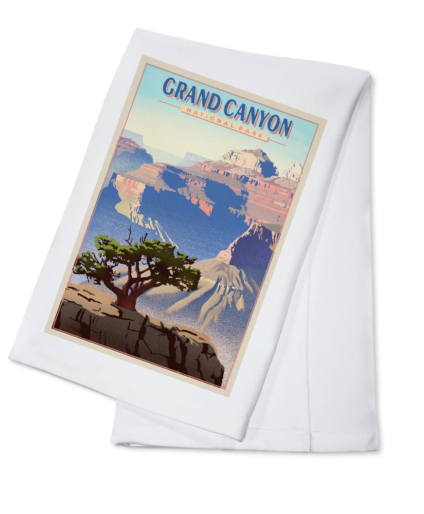 Grand Canyon National Park, Lithograph, Lantern Press Artwork, Towels and Aprons Kitchen Lantern Press Cotton Towel 
