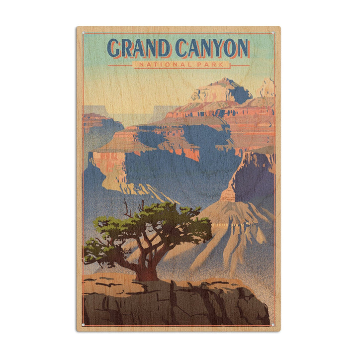 Grand Canyon National Park, Lithograph, Lantern Press Artwork, Wood Signs and Postcards Wood Lantern Press 10 x 15 Wood Sign 