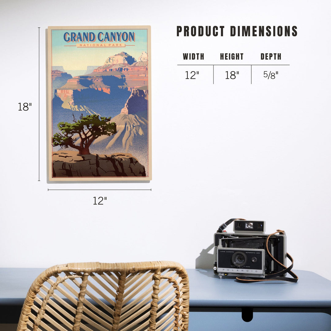 Grand Canyon National Park, Lithograph, Lantern Press Artwork, Wood Signs and Postcards Wood Lantern Press 