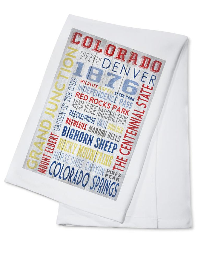 Grand Junction, Colorado, Rustic Typography, Lantern Press Artwork, Towels and Aprons Kitchen Lantern Press Cotton Towel 