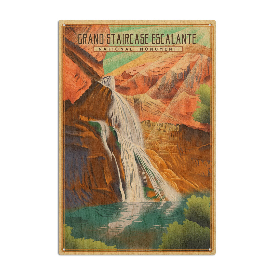 Grand Staircase-Escalante National Monument, Utah, Lithograph, Lantern Press Artwork, Wood Signs and Postcards Wood Lantern Press 6x9 Wood Sign 