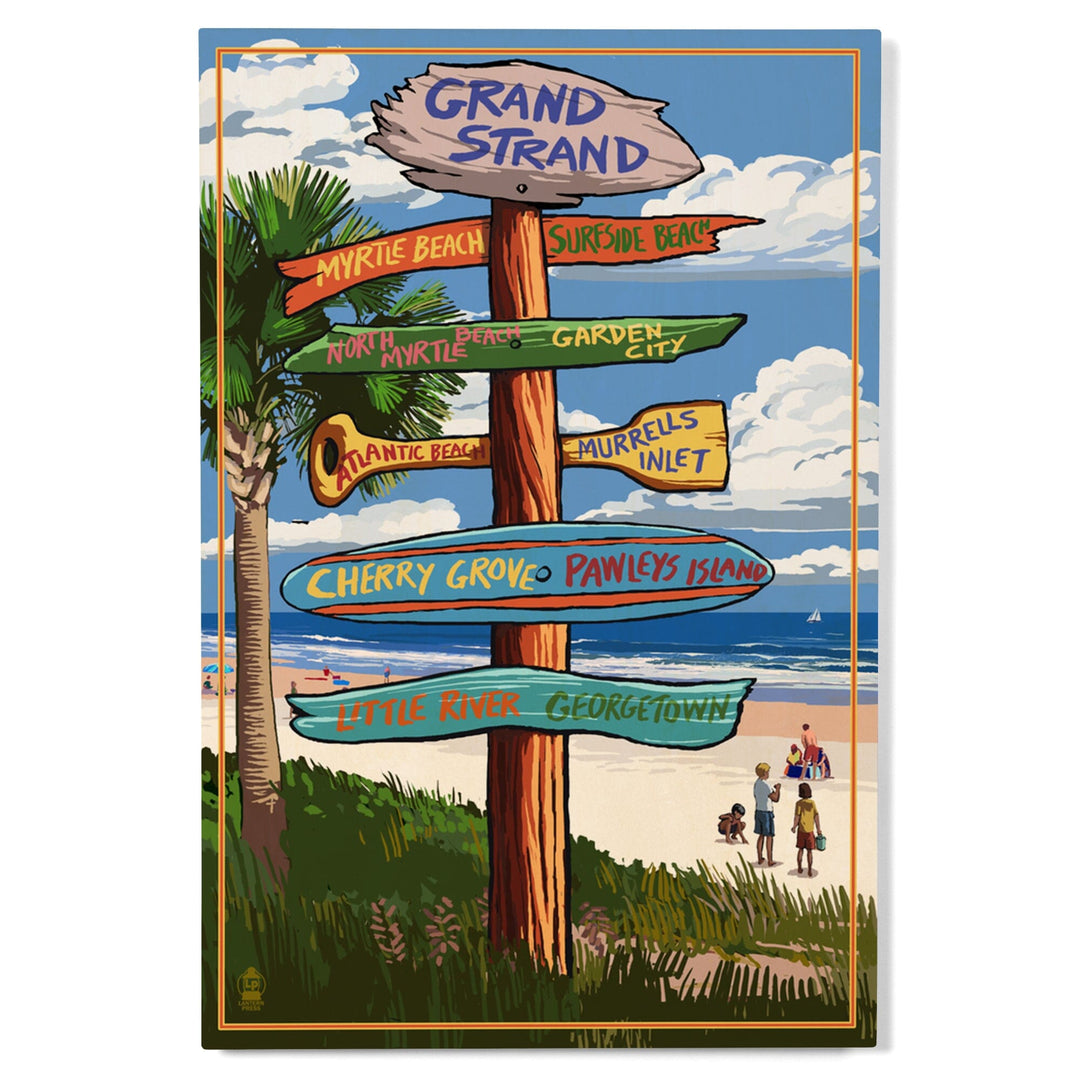 Grand Strand, South Carolina, Destinations Sign, Lantern Press Artwork, Wood Signs and Postcards Wood Lantern Press 