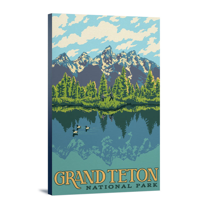 Grand Teton National Park, Wyoming, Explorer Series, Lantern Press Artwork, Stretched Canvas Canvas Lantern Press 12x18 Stretched Canvas 
