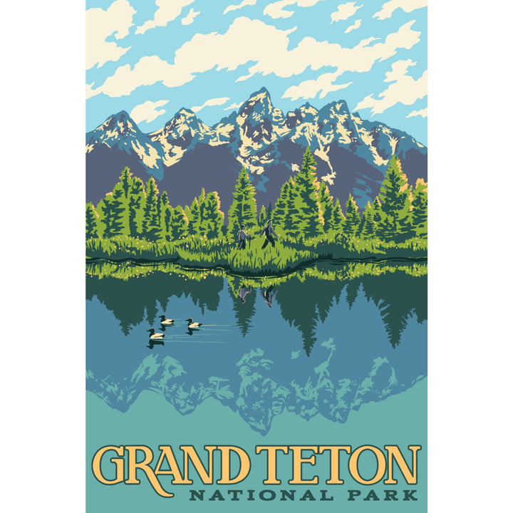 Grand Teton National Park, Wyoming, Explorer Series, Lantern Press Artwork, Stretched Canvas Canvas Lantern Press 