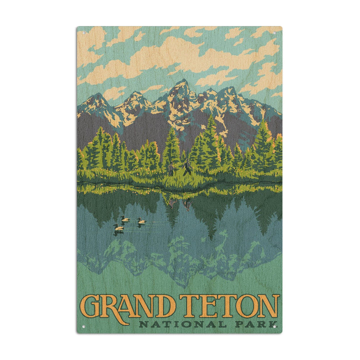Grand Teton National Park, Wyoming, Explorer Series, Lantern Press Artwork, Wood Signs and Postcards Wood Lantern Press 10 x 15 Wood Sign 