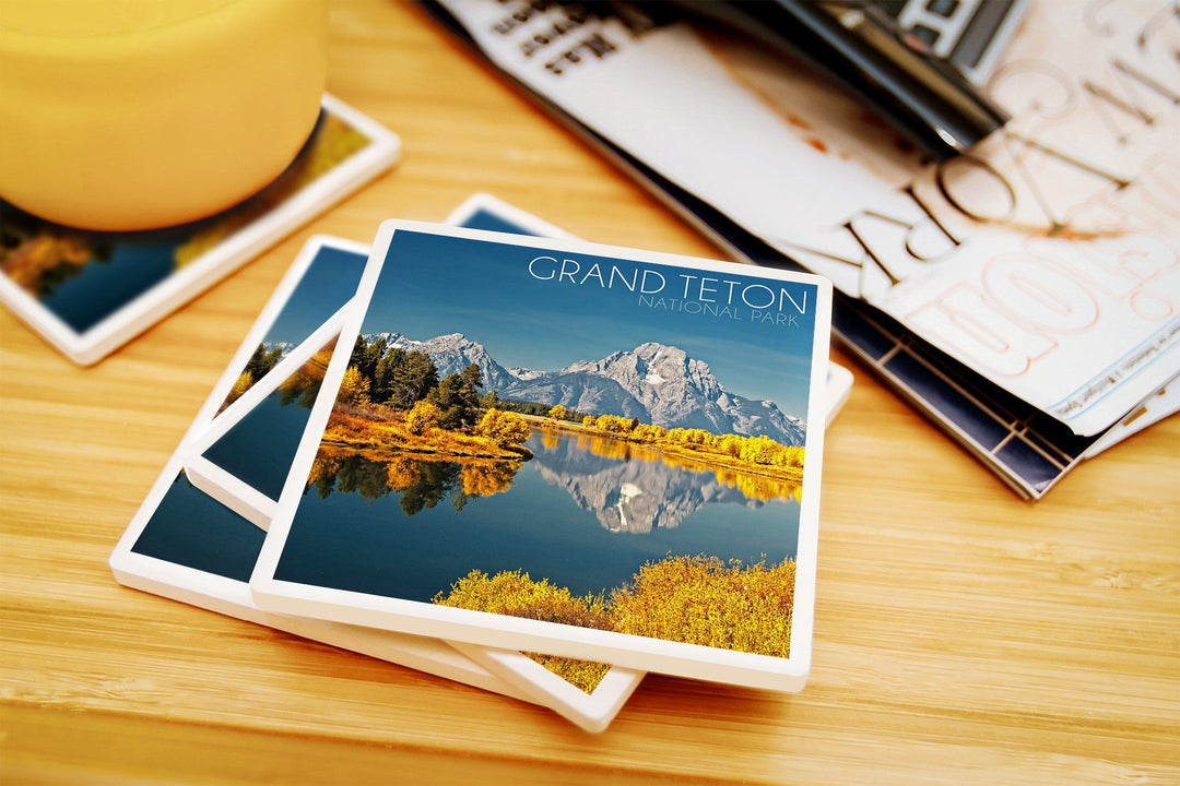 Grand Teton National Park, Wyoming, Fall Colors at Oxbow Bend, Lantern Press Photography, Coaster Set Coasters Lantern Press 