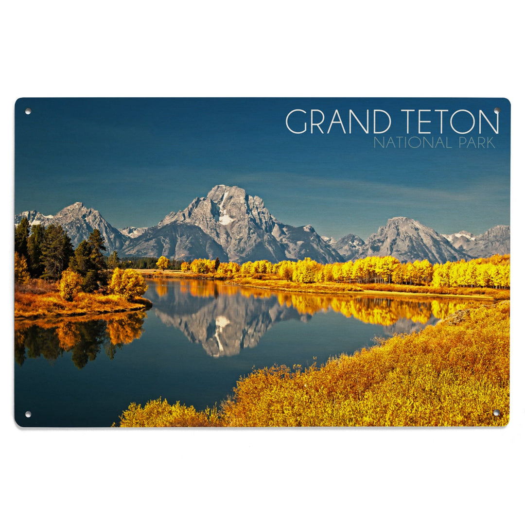 Grand Teton National Park, Wyoming, Fall Colors at Oxbow Bend, Lantern Press Photography, Wood Signs and Postcards Wood Lantern Press 
