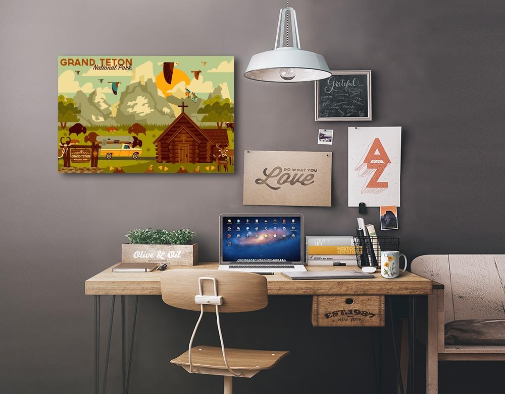 Grand Teton National Park, Wyoming, Geometric Experience Collection, Stretched Canvas Canvas Lantern Press 
