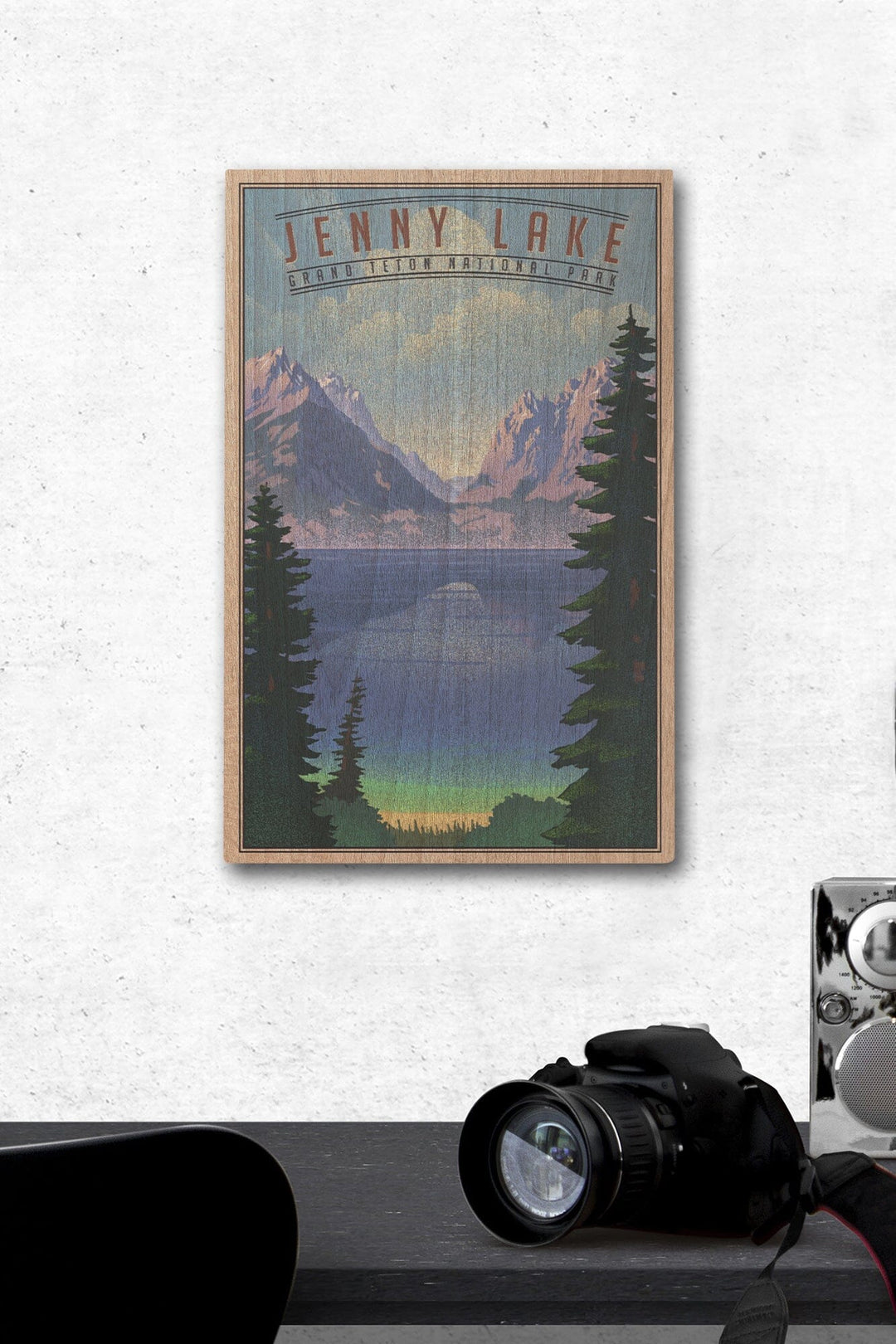 Grand Teton National Park, Wyoming, Jenny Lake, Lithograph National Park Series, Lantern Press Artwork, Wood Signs and Postcards Wood Lantern Press 12 x 18 Wood Gallery Print 