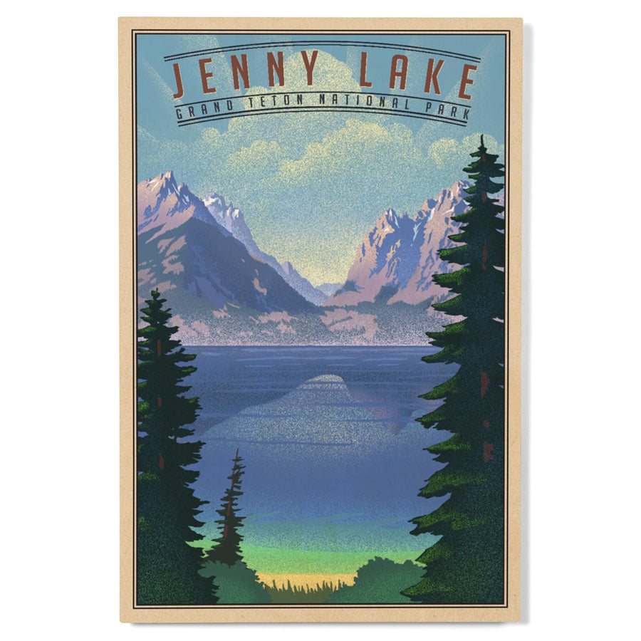 Grand Teton National Park, Wyoming, Jenny Lake, Lithograph National Park Series, Lantern Press Artwork, Wood Signs and Postcards Wood Lantern Press 