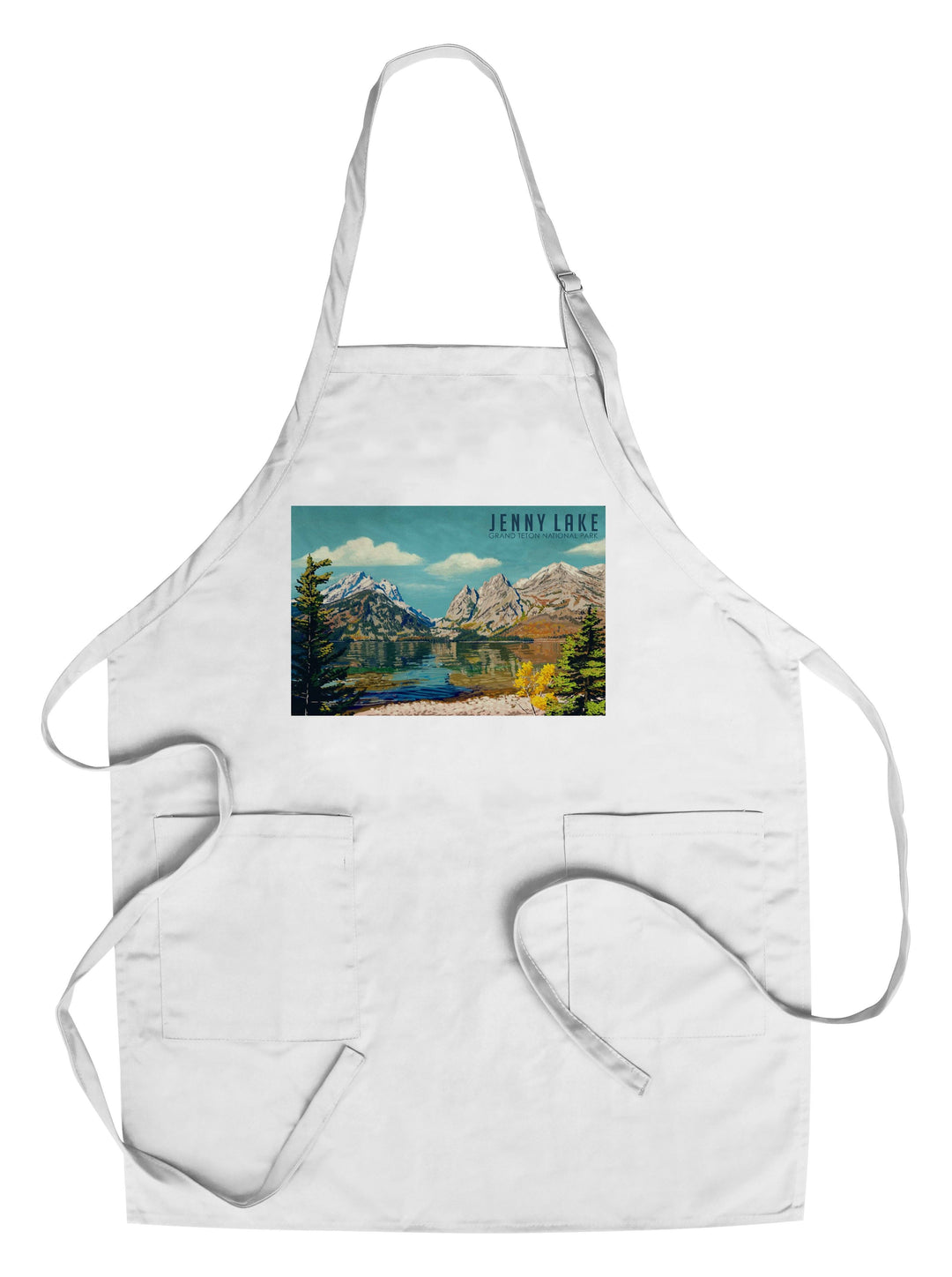 Grand Teton National Park, Wyoming, Jenny Lake, Oil Painting, Lantern Press Artwork, Towels and Aprons Kitchen Lantern Press Chef's Apron 