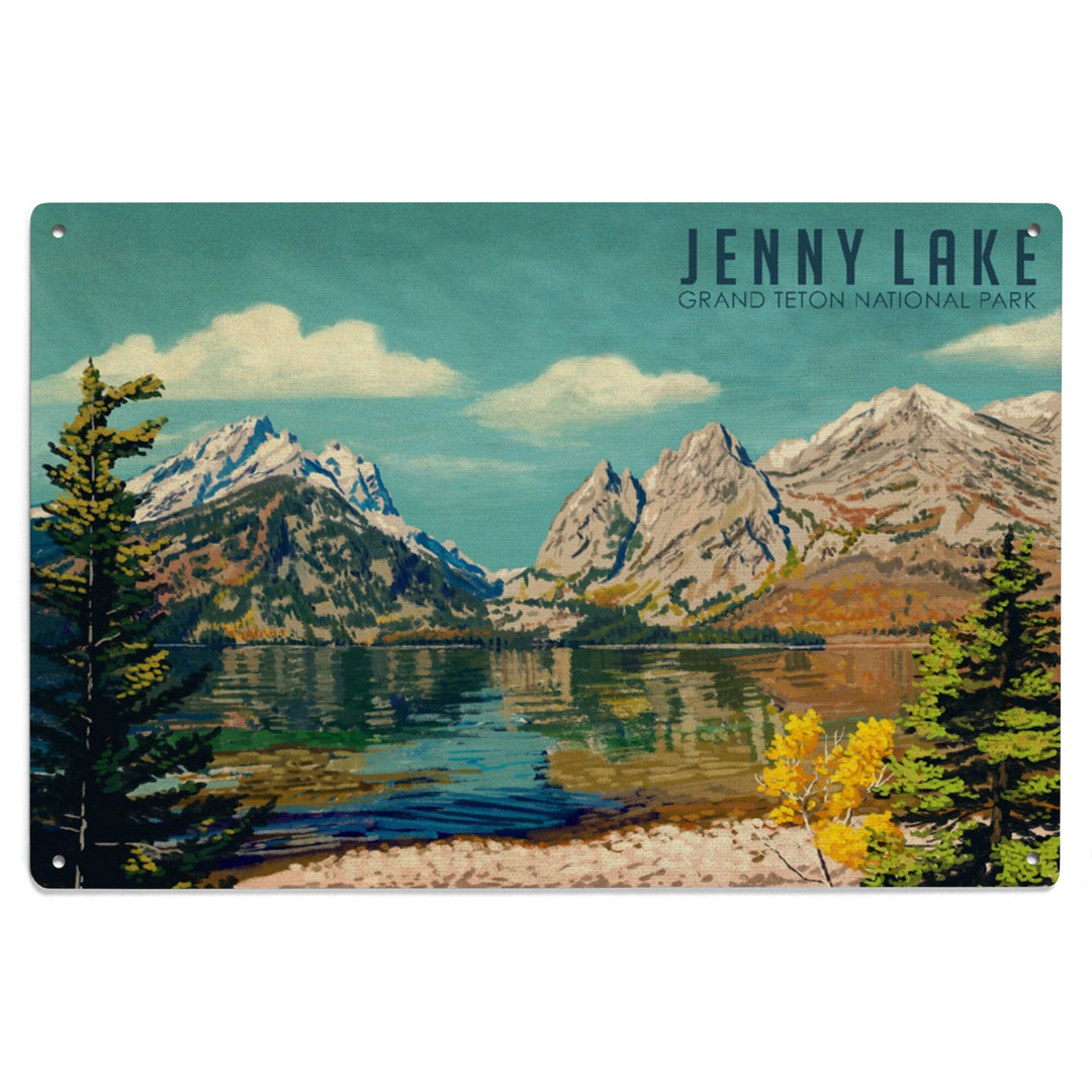 Grand Teton National Park, Wyoming, Jenny Lake, Oil Painting, Lantern Press Artwork, Wood Signs and Postcards Wood Lantern Press 