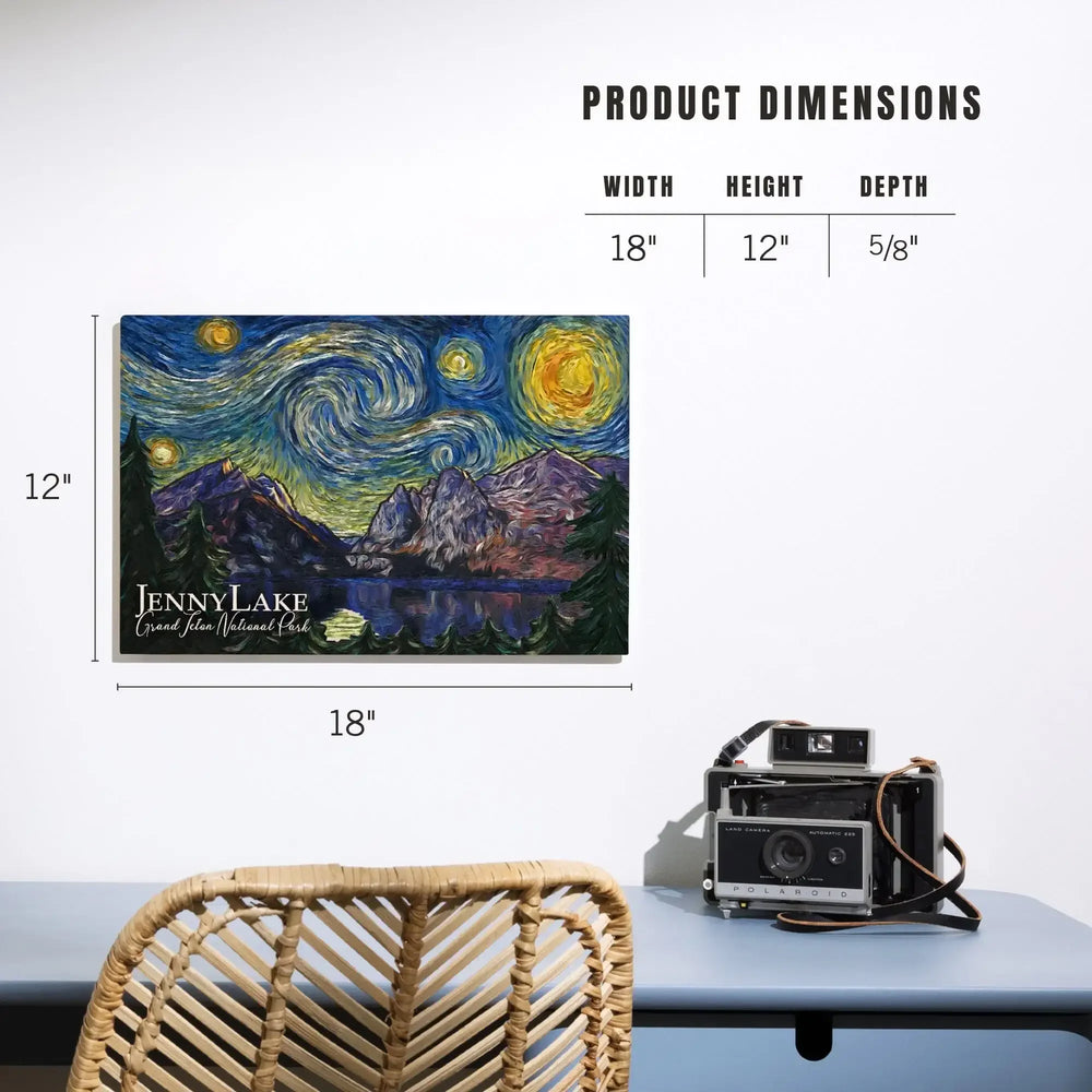 Grand Teton National Park, Wyoming, Jenny Lake, Starry Night National Park Series, Lantern Press Artwork, Wood Signs and Postcards - Lantern Press