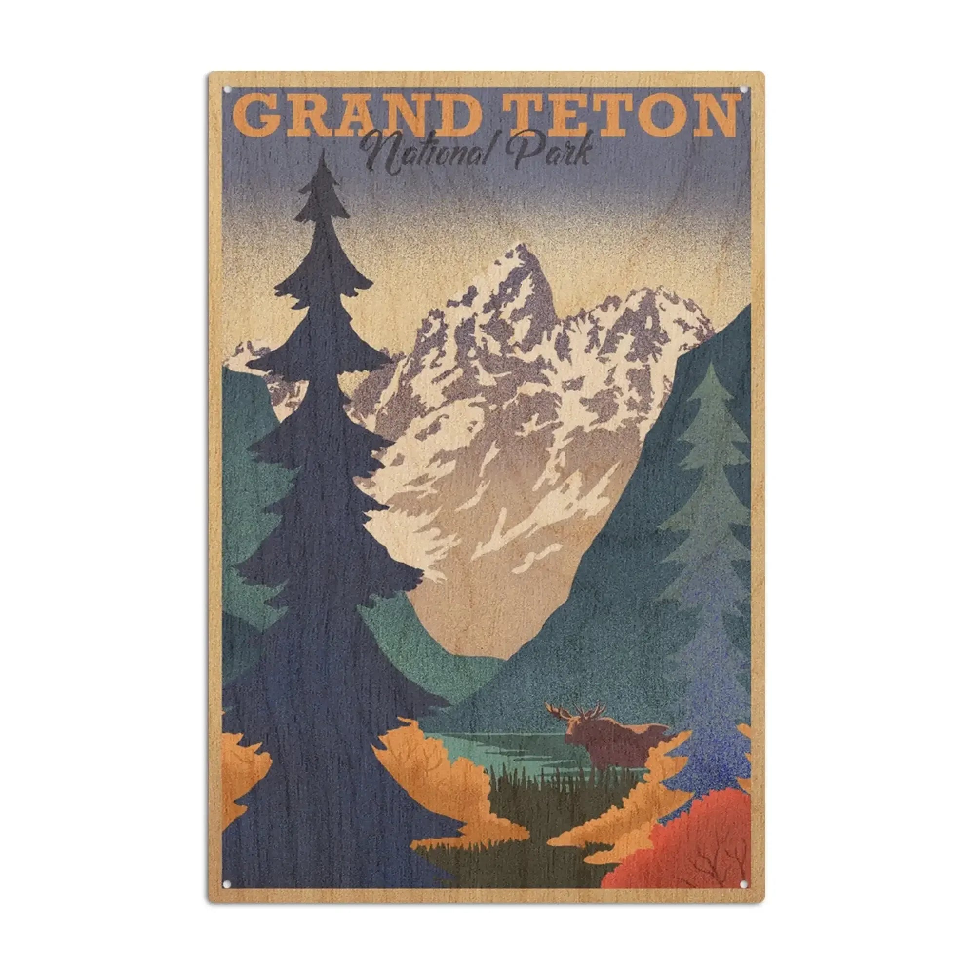 Grand Teton National Park, Wyoming, Lithograph, Lantern Press Artwork,