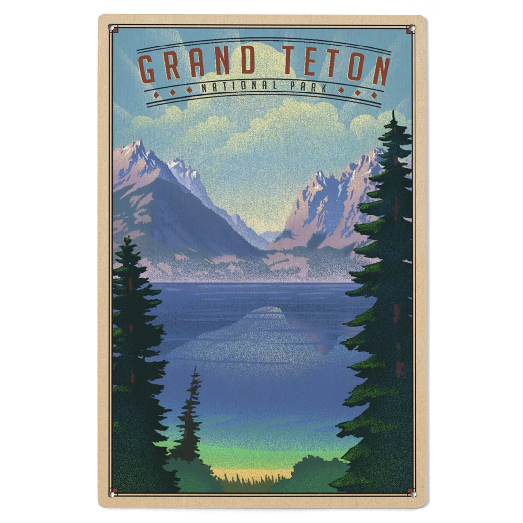 Grand Teton National Park, Wyoming, Lithograph National Park Series, Lantern Press Artwork, Wood Signs and Postcards Wood Lantern Press 