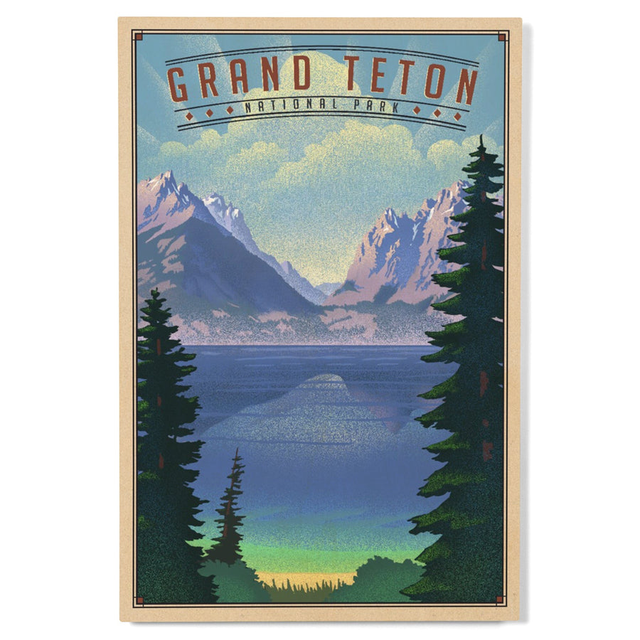 Grand Teton National Park, Wyoming, Lithograph National Park Series, Lantern Press Artwork, Wood Signs and Postcards Wood Lantern Press 