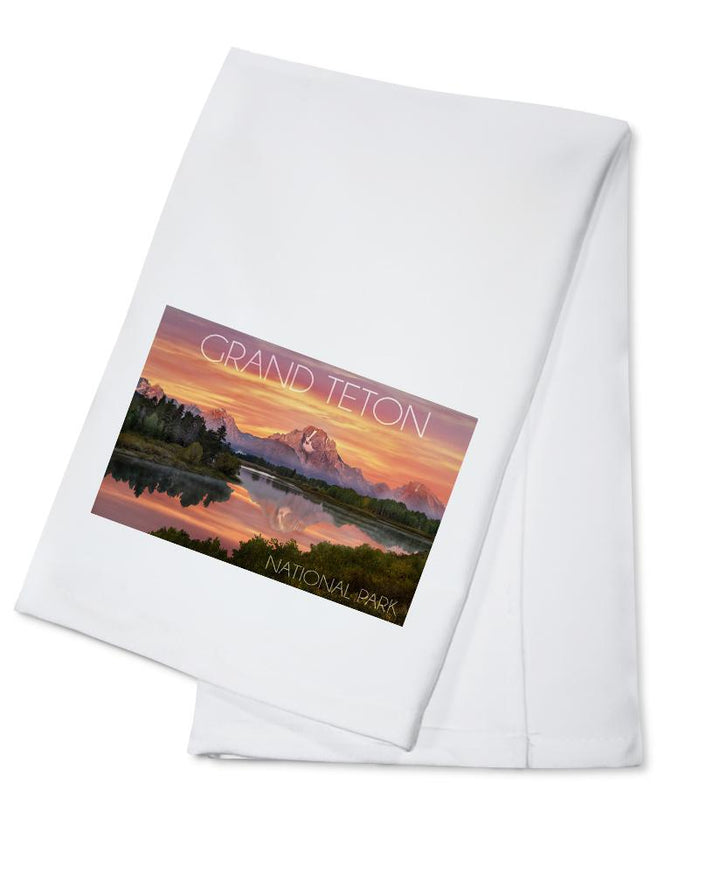 Grand Teton National Park, Wyoming, Sunset & Mountains, Lantern Press Photography, Towels and Aprons Kitchen Lantern Press Cotton Towel 
