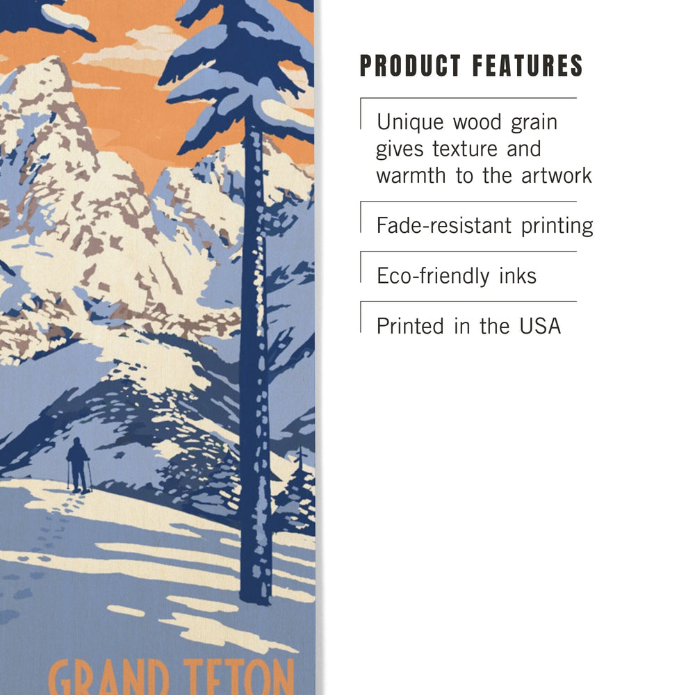 Grand Teton National Park, Wyoming, Winter Scene, Lantern Press Artwork, Wood Signs and Postcards Wood Lantern Press 