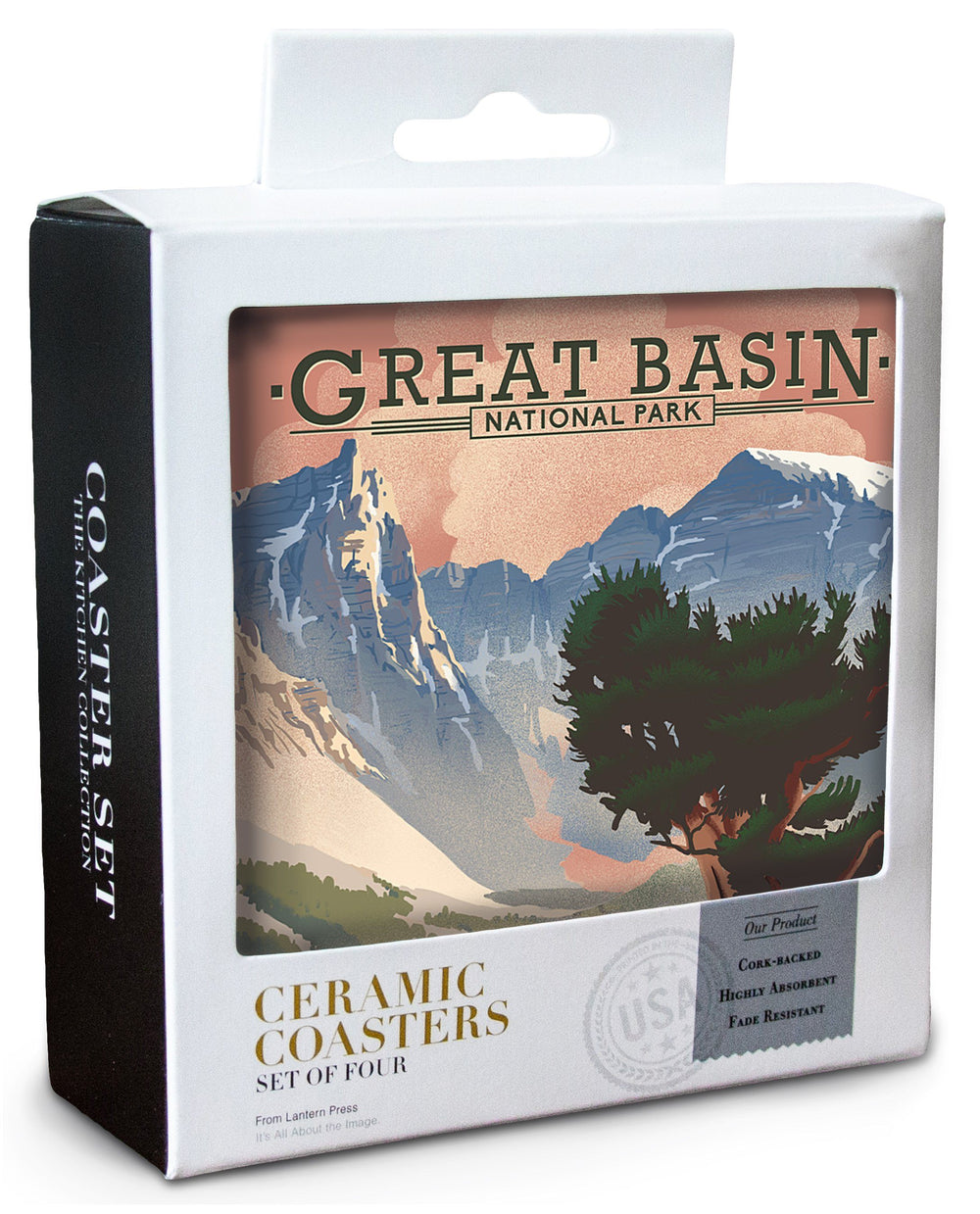Great Basin National Park, Nevada, Lithograph National Park Series, Lantern Press Artwork, Coaster Set Coasters Lantern Press 