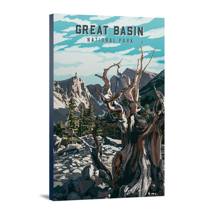 Great Basin National Park, Nevada, Painterly National Park Series, Stretched Canvas Canvas Lantern Press 12x18 Stretched Canvas 