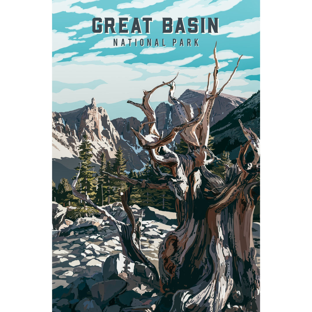 Great Basin National Park, Nevada, Painterly National Park Series, Stretched Canvas Canvas Lantern Press 