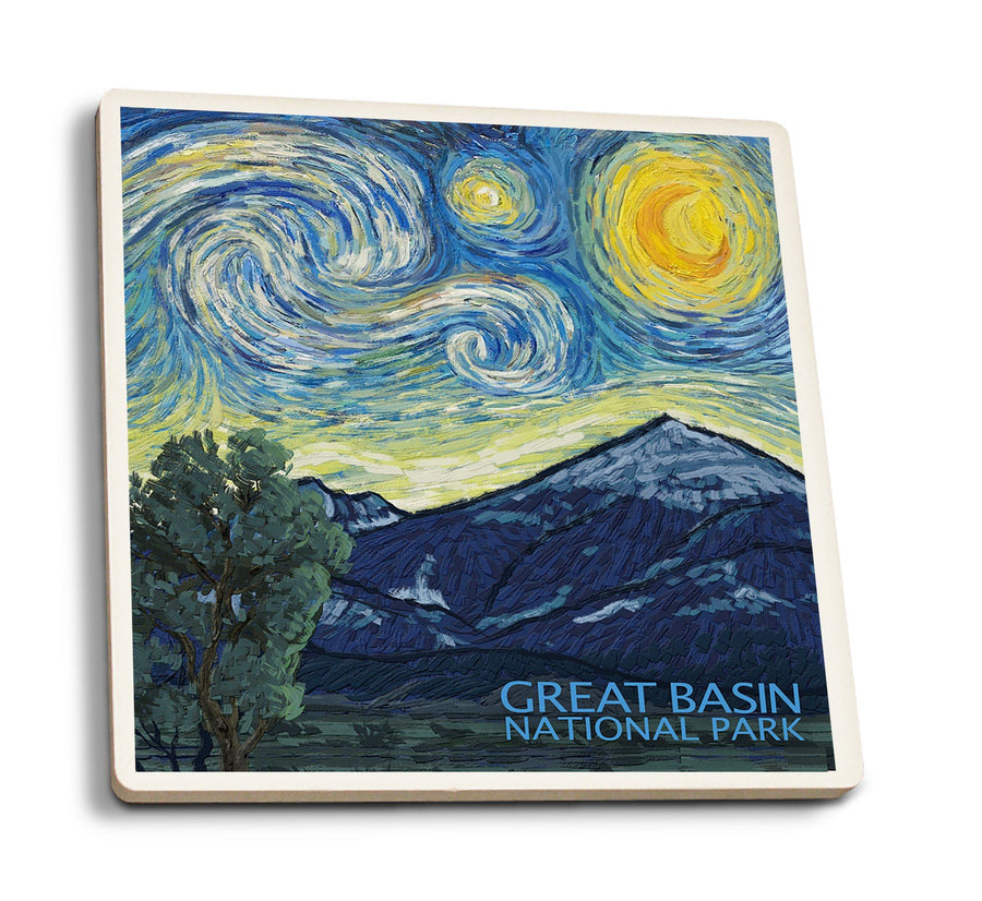 Great Basin National Park, Starry Night National Park Series, Lantern Press Artwork, Coaster Set Coasters Lantern Press 