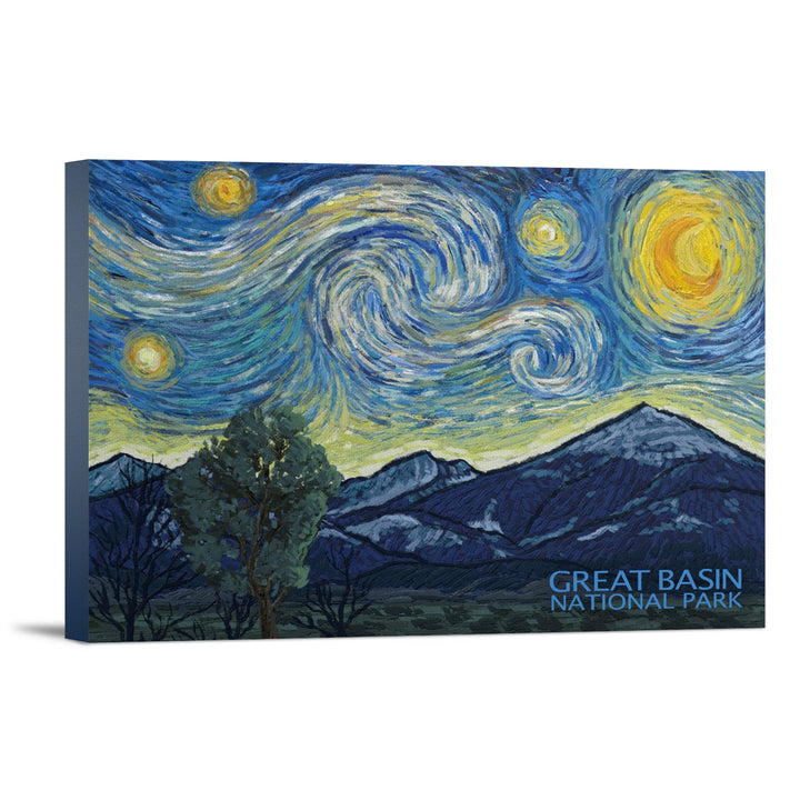 Great Basin National Park, Starry Night National Park Series, Lantern Press Artwork, Stretched Canvas Canvas Lantern Press 12x18 Stretched Canvas 