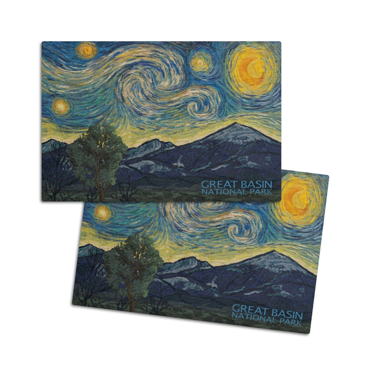 Great Basin National Park, Starry Night National Park Series, Lantern Press Artwork, Wood Signs and Postcards Wood Lantern Press 4x6 Wood Postcard Set 