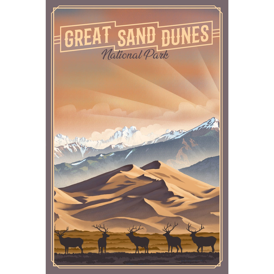 Great Sand Dunes National Park, Colorado, Lithograph National Park Series, Lantern Press Artwork, Towels and Aprons Kitchen Lantern Press 