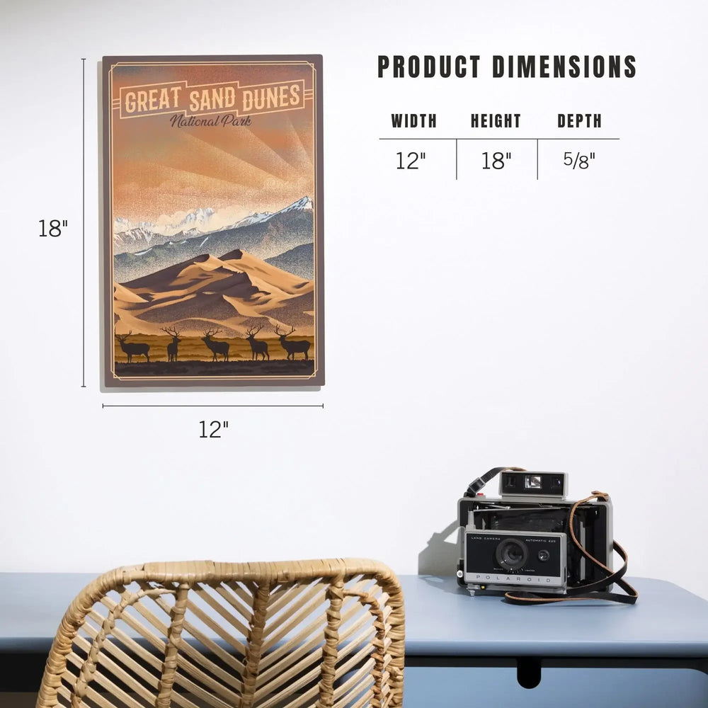 Great Sand Dunes National Park, Colorado, Lithograph National Park Series, Lantern Press Artwork, Wood Signs and Postcards - Lantern Press