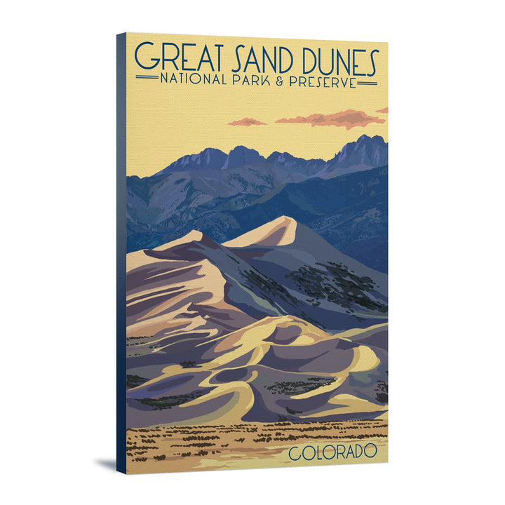 Great Sand Dunes National Park & Preserve, Colorado, Dunes at Sunset, Lantern Press Artwork, Stretched Canvas Canvas Lantern Press 12x18 Stretched Canvas 