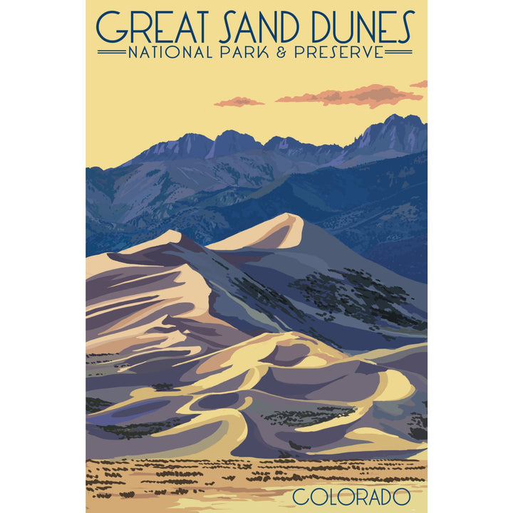 Great Sand Dunes National Park & Preserve, Colorado, Dunes at Sunset, Lantern Press Artwork, Stretched Canvas Canvas Lantern Press 