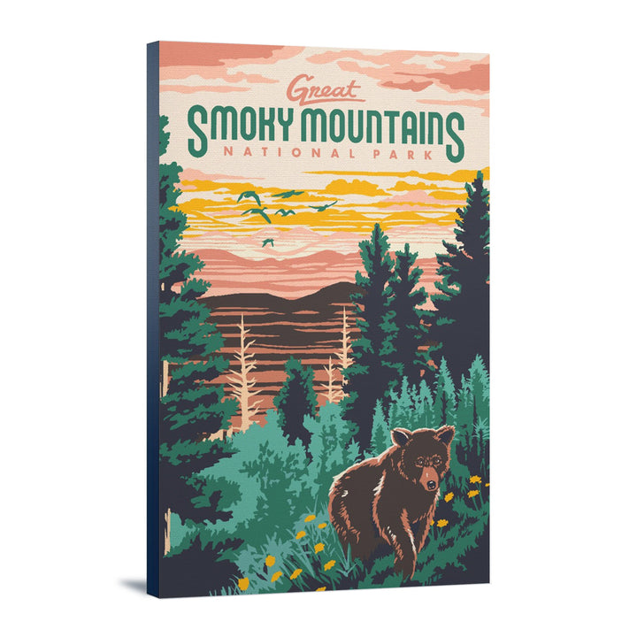 Great Smoky Mountains National Park, Explorer Series, Lantern Press Artwork, Stretched Canvas Canvas Lantern Press 16x24 Stretched Canvas 