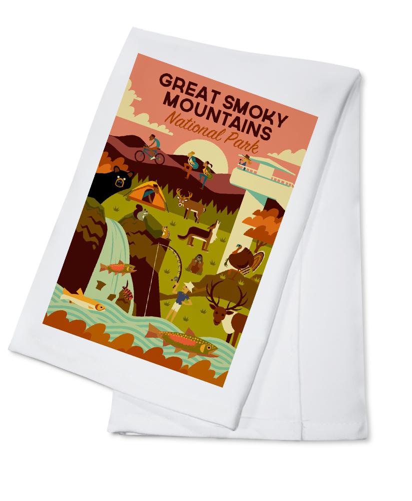 Great Smoky Mountains National Park, Tennessee, Geometric National Park Series, Lantern Press Artwork, Towels and Aprons Kitchen Lantern Press 