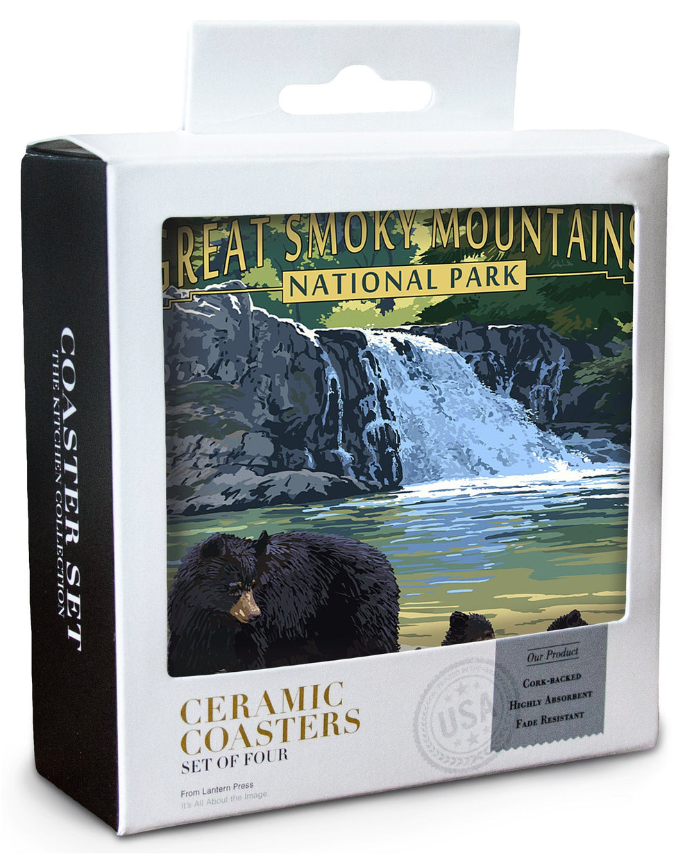Great Smoky Mountains National Park, Tennesseee, Abrams Falls, Lantern Press Artwork, Coaster Set Coasters Lantern Press 