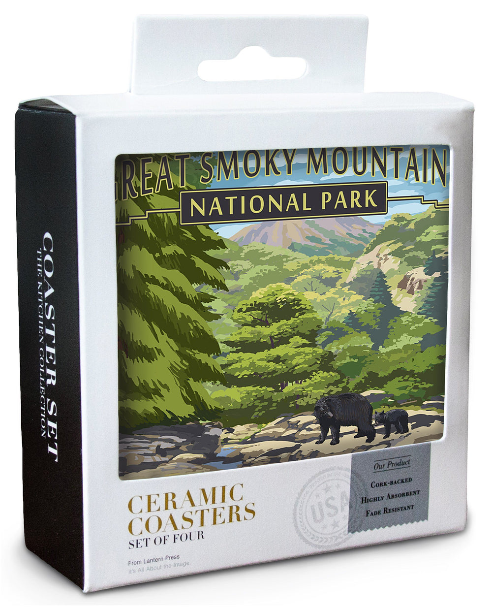 Great Smoky Mountains National Park, Tennesseee, Leconte Creek & Mt. Leconte, Lantern Press, Coaster Set Coasters Lantern Press 