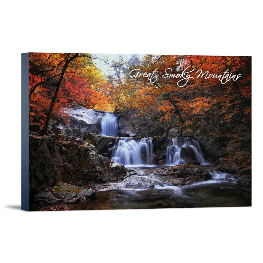 Great Smoky Mountains, Tennessee, Waterfall & Autumn Colors, Lantern Press Photography, Stretched Canvas Canvas Lantern Press 