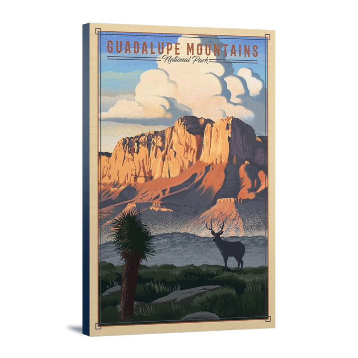 Guadalupe Mountains National Park, Texas, Lithograph National Park Series, Lantern Press Artwork, Stretched Canvas Canvas Lantern Press 