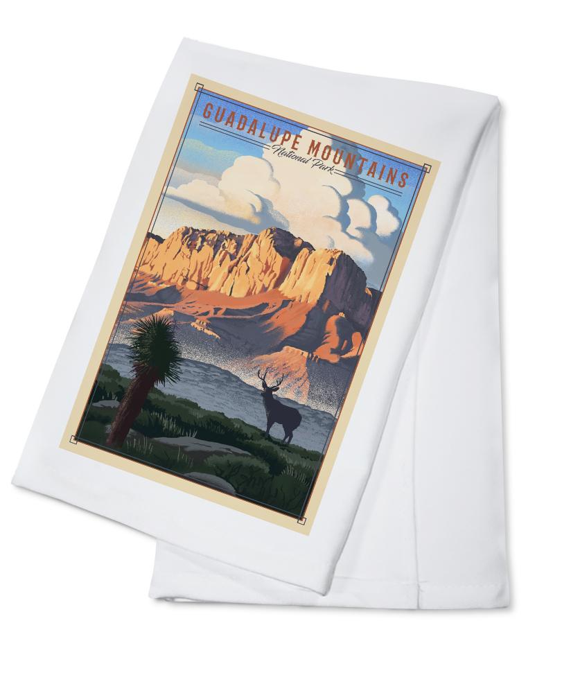 Guadalupe Mountains National Park, Texas, Lithograph National Park Series, Lantern Press Artwork, Towels and Aprons Kitchen Lantern Press 