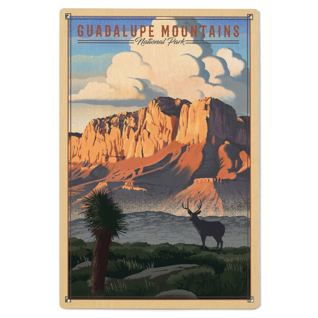 Guadalupe Mountains National Park, Texas, Lithograph National Park Series, Lantern Press Artwork, Wood Signs and Postcards Wood Lantern Press 