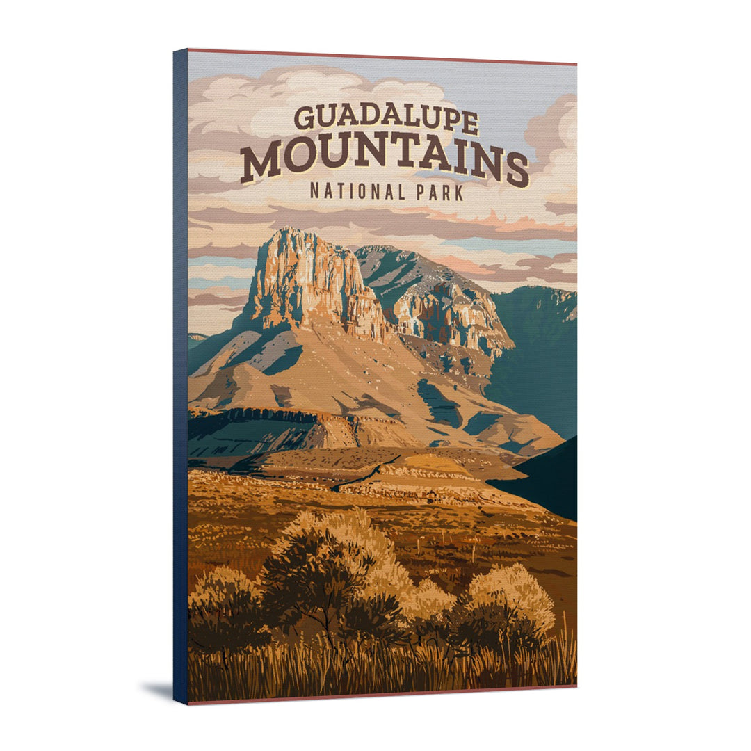 Guadalupe Mountains National Park, Texas, Painterly National Park Series, Stretched Canvas Canvas Lantern Press 12x18 Stretched Canvas 