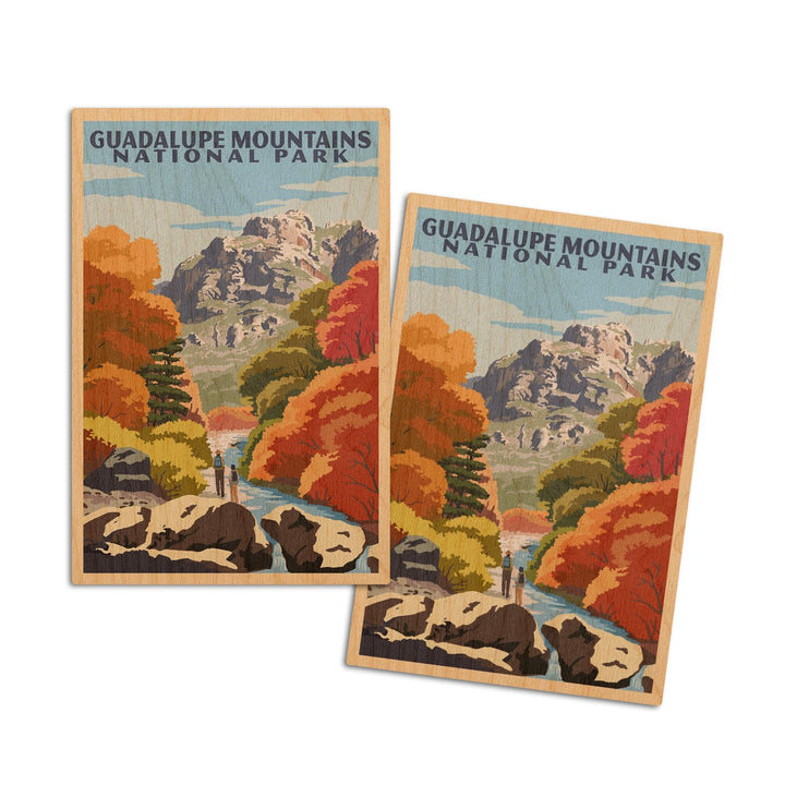 Guadalupe Mountains National Park, WPA Style, Lantern Press Artwork, Wood Signs and Postcards Wood Lantern Press 4x6 Wood Postcard Set 