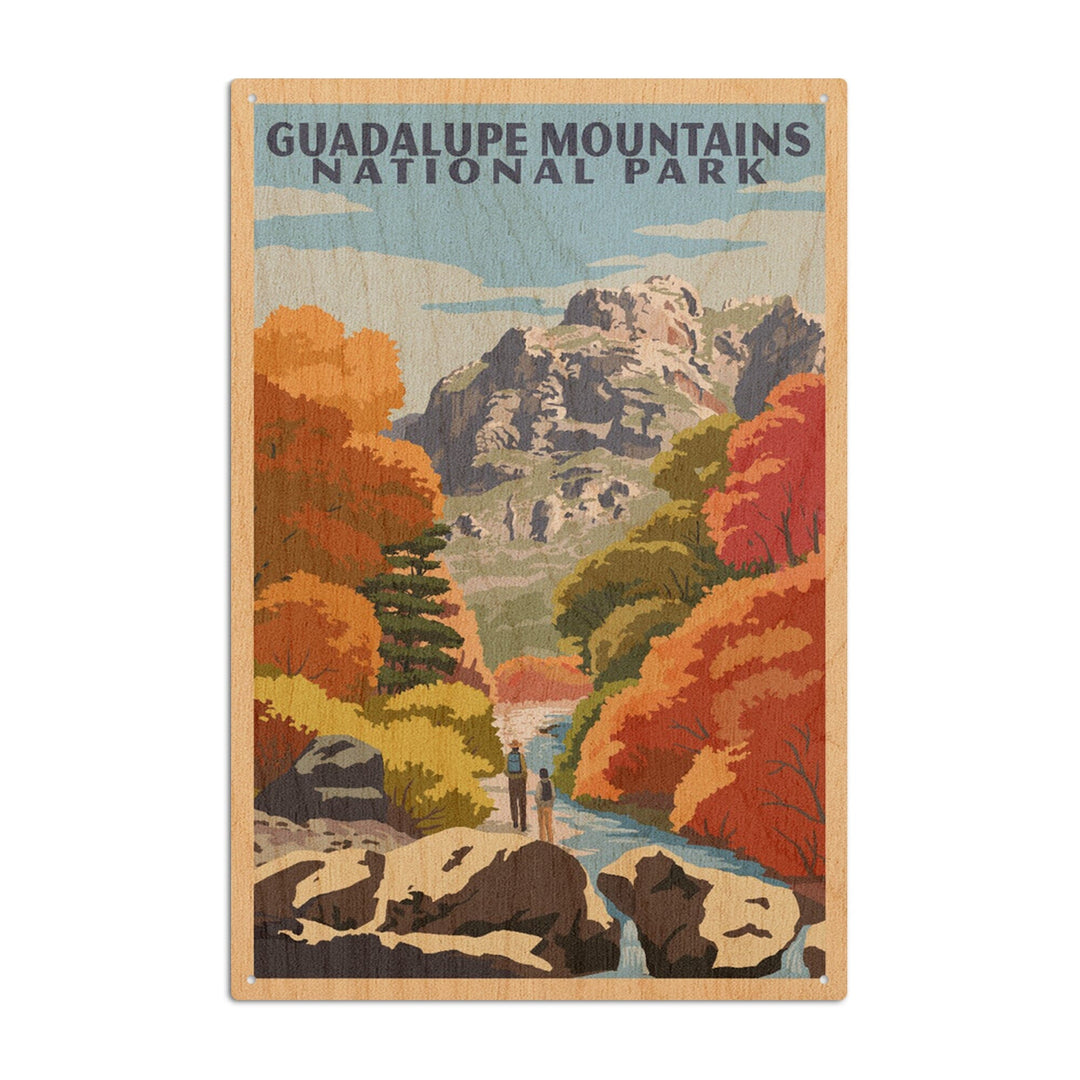 Guadalupe Mountains National Park, WPA Style, Lantern Press Artwork, Wood Signs and Postcards Wood Lantern Press 6x9 Wood Sign 