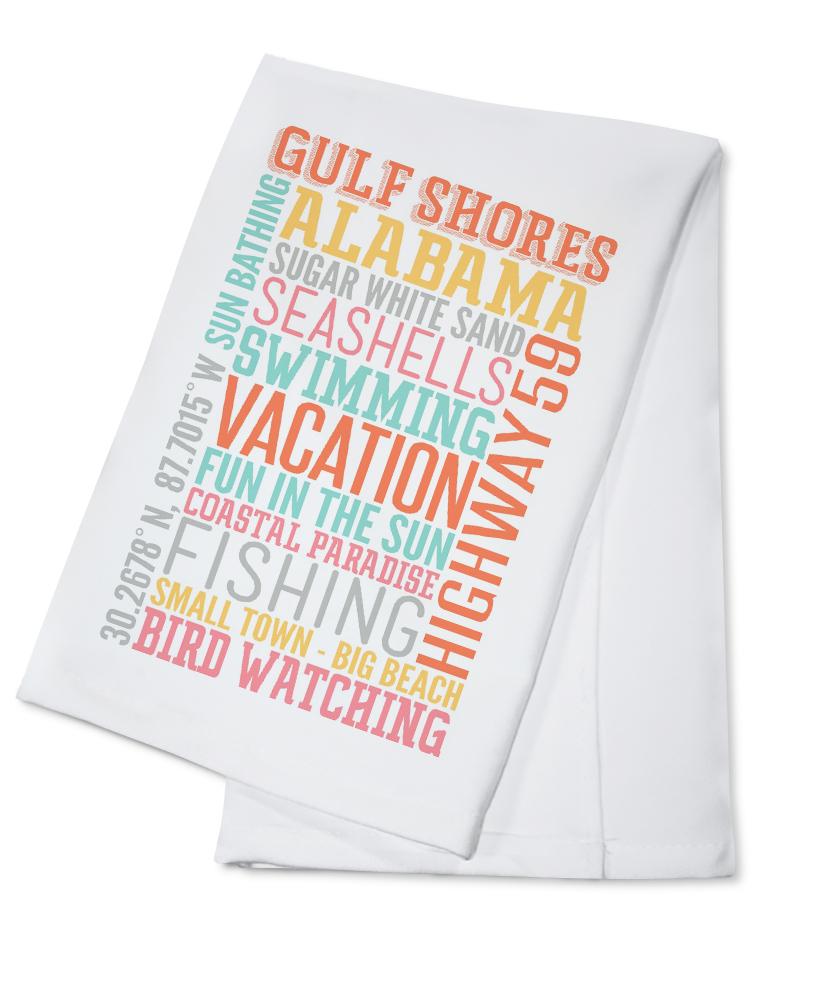 Gulf Shores, Alabama, Typography, Lantern Press Artwork, Towels and Aprons Kitchen Lantern Press Cotton Towel 