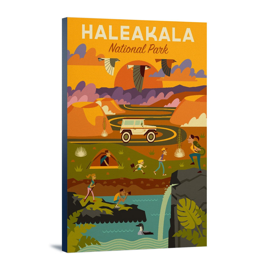 Haleakala National Park, Hawaii, Geometric National Park Series, Lantern Press Artwork, Stretched Canvas Canvas Lantern Press 