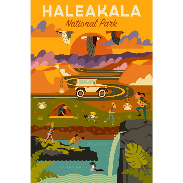 Haleakala National Park, Hawaii, Geometric National Park Series, Lantern Press Artwork, Stretched Canvas Canvas Lantern Press 