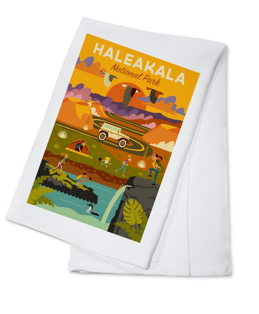 Haleakala National Park, Hawaii, Geometric National Park Series, Lantern Press Artwork, Towels and Aprons Kitchen Lantern Press Cotton Towel 